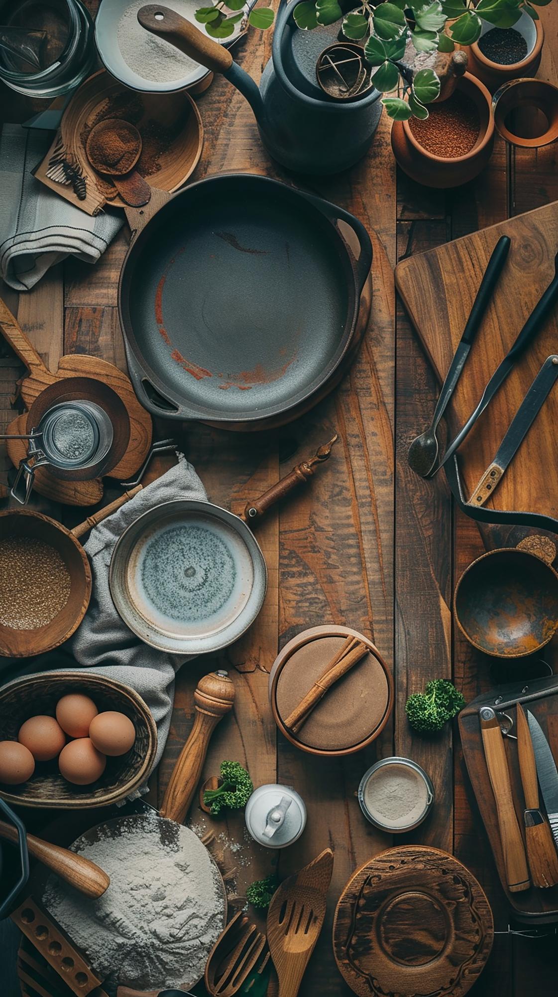 Table of ingredients and utensils
